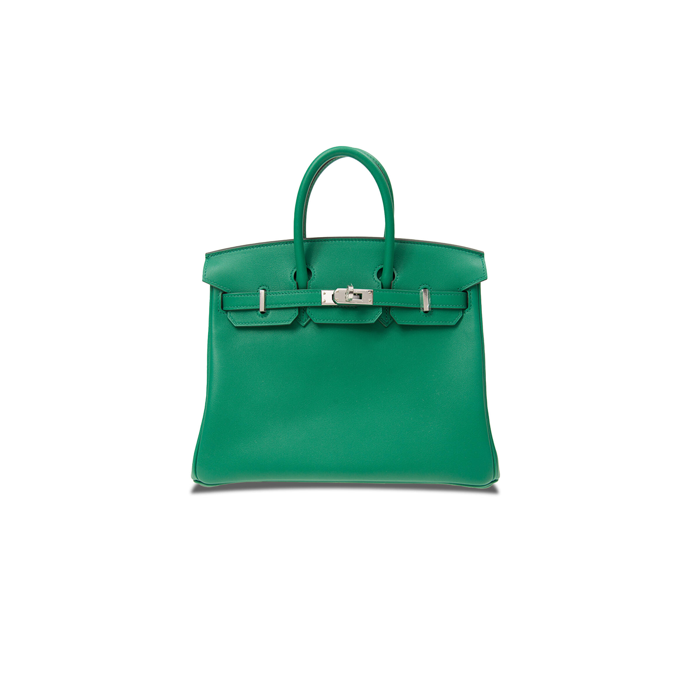 H**me5 BIRKIN 25 SWIFT LEATHER VELVET GREEN SILVER BUCKLE H049362CK17 (25*20*13cm) Master Quality